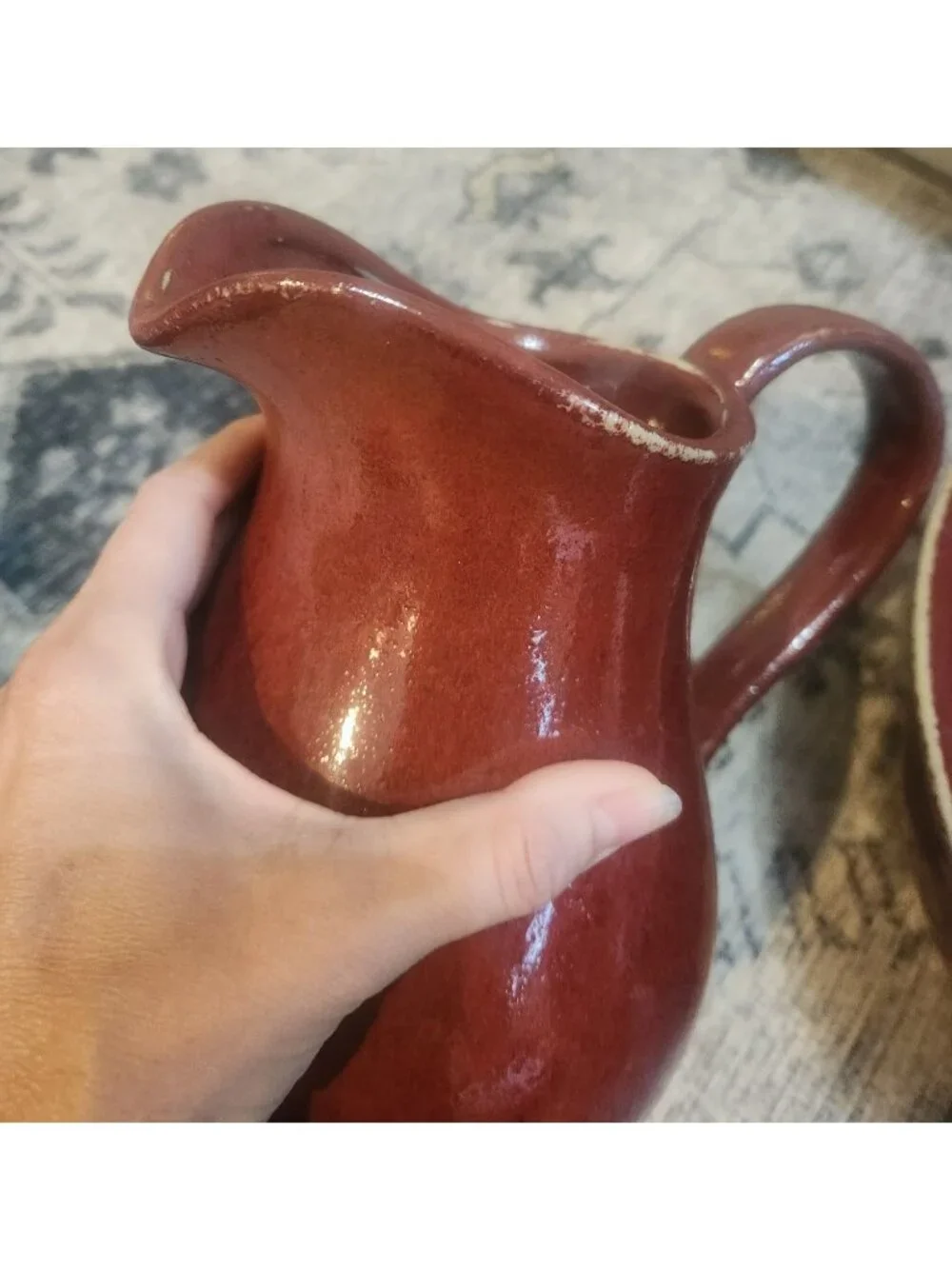Pottery Barn Palermo Red Ceramic Pitcher & Bowl Set